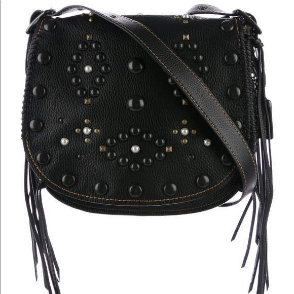 Coach Black Whipstitch Saddle Crossbody Purse - Picture 7 of 8